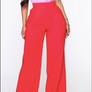 Red Wide Leg Fashion Nova Dress Pants